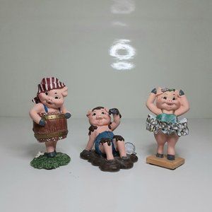 Lot of 3 Vintage 1996  'Piggettes' Figures by Artist Ellen Kamysz Hand Painted